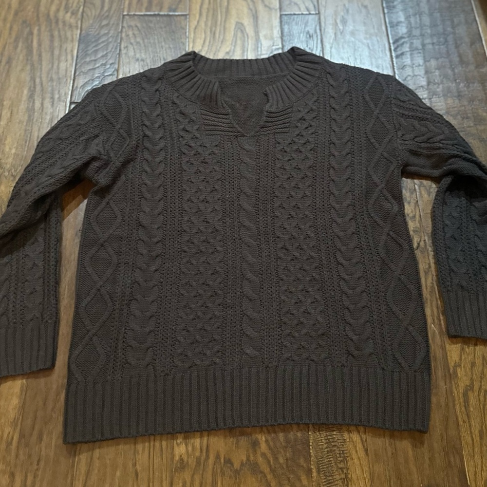 Size Small Chocolate brown sweater with small v-neck. Adorable!  So soft! $20.00